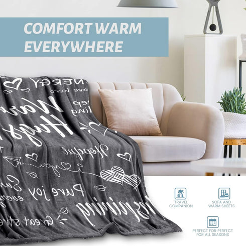Throw Blanket for Women Men, Warm Hug Gratitude Sympathy Blanket